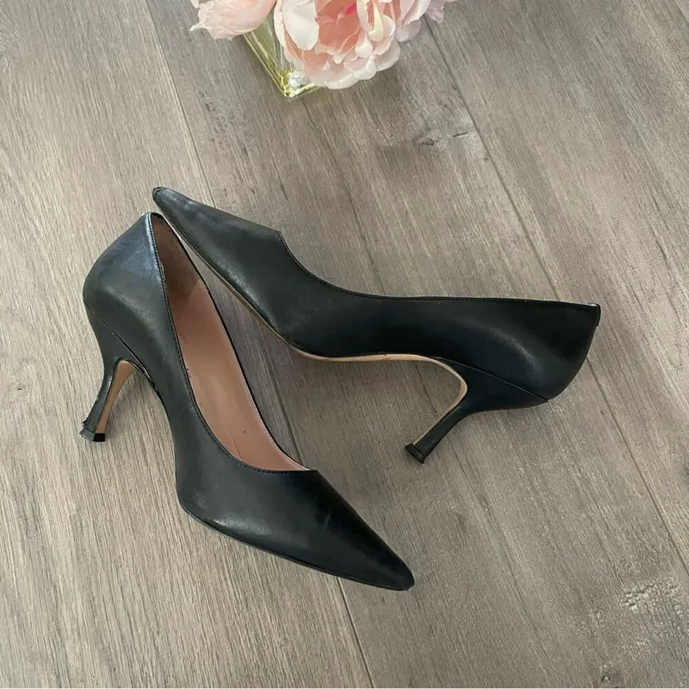 Kate‎ Spade Vivian Pumps Black Leather Point Toe Heels